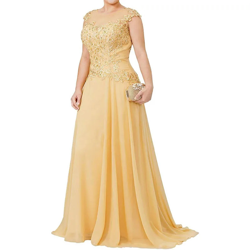 Mother of The Bride Dresses Plus Size – Appliqued Chiffon Formal Wedding Dresses