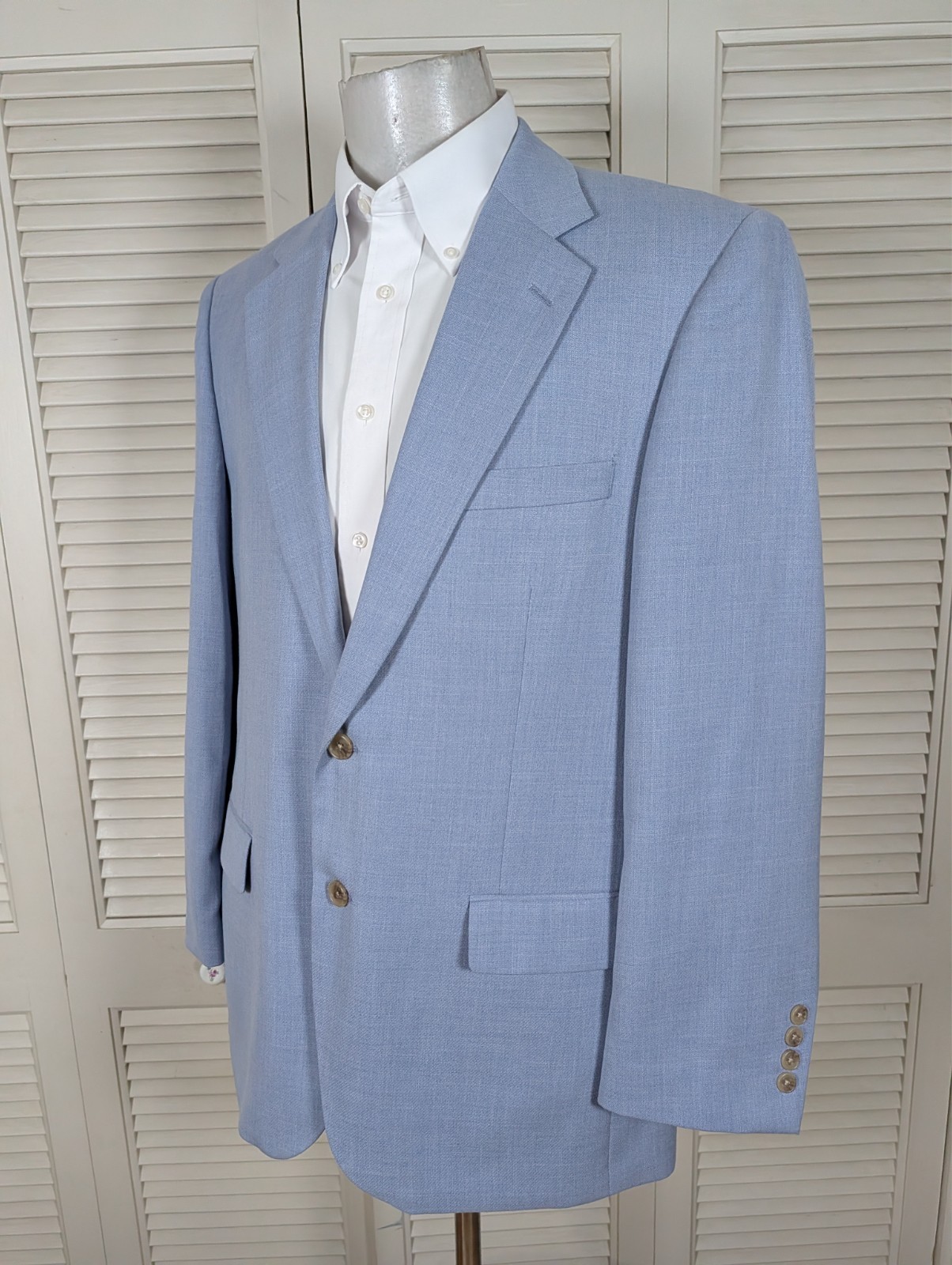 Covington Blazer Jacket Sport Coat Mens 42R Sky Blue Rayon 2 Button Front