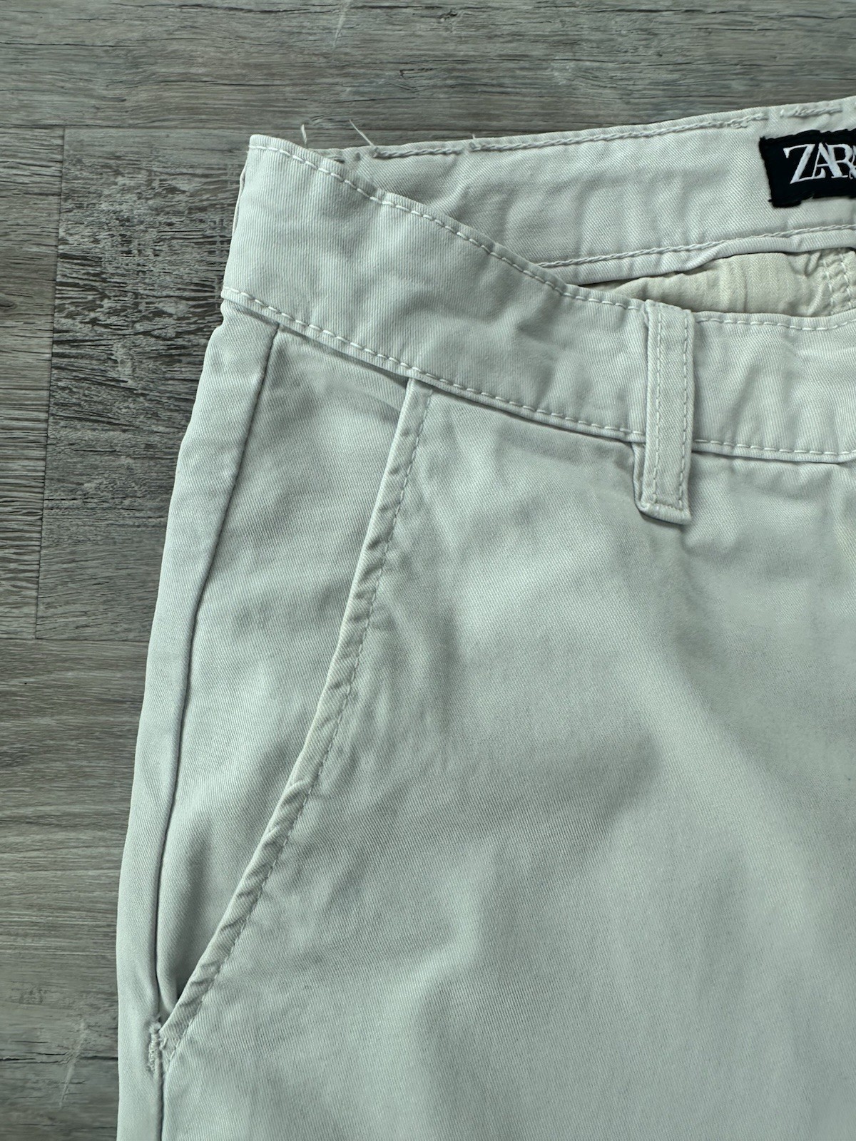 ZARA Men’s Ivory Slim Tapered Chino Pants Cotton Twill Flat Front 29