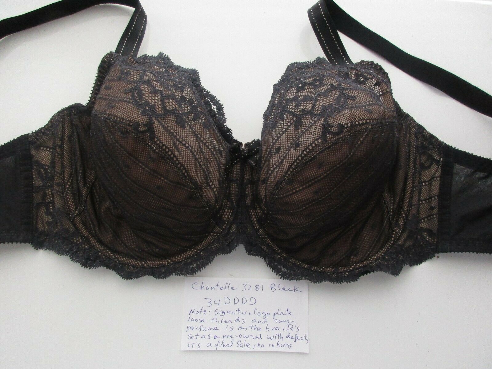 CHANTELLE 3281 RIVE GAUCHE Bra ~ BLACK/NUDE ~ 42DDD ~ NWT $94