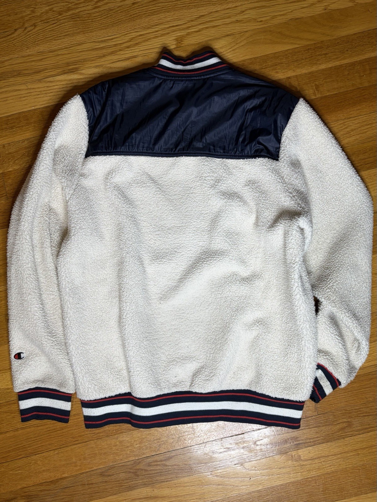 Champion Men’s Full Zip Bomber Jacket Colorblock Blue/White/Red Size L