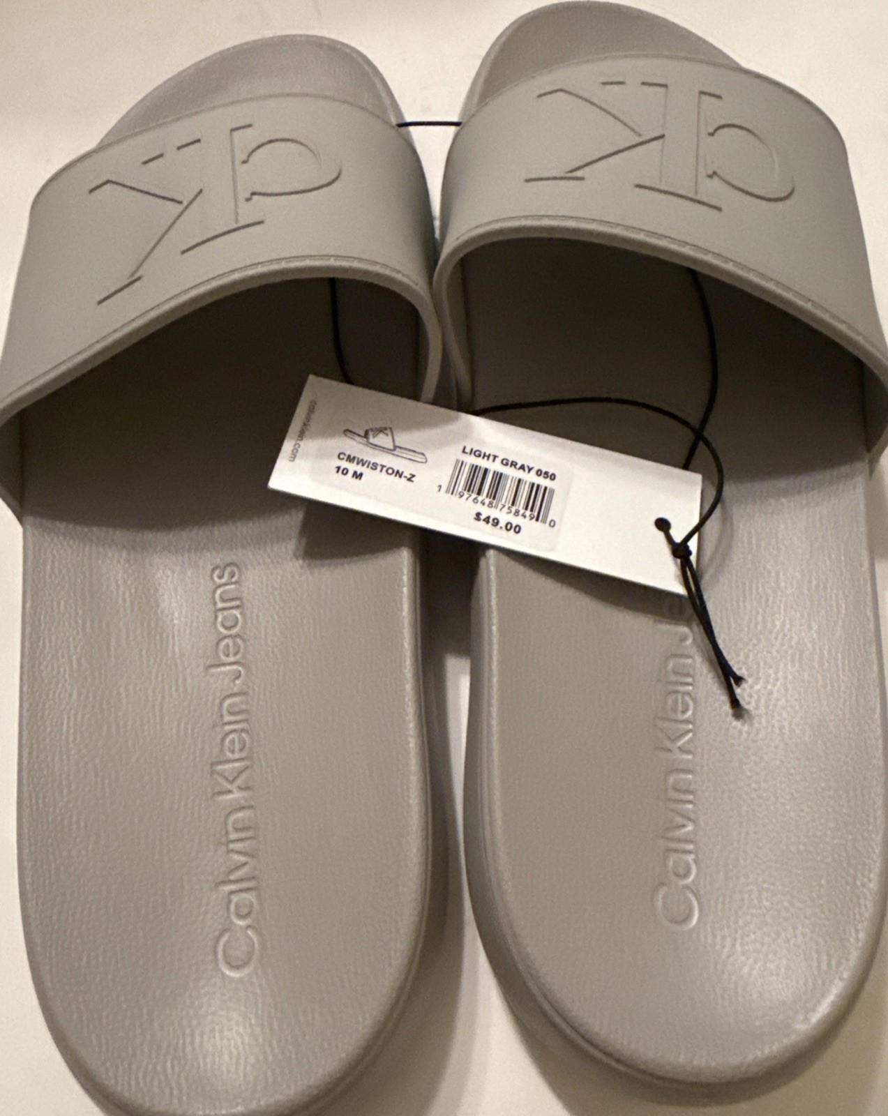 Calvin Klein -Men’s CMWINSTON Slide Sandal SIZE 10 M Light GRAY 050 New.