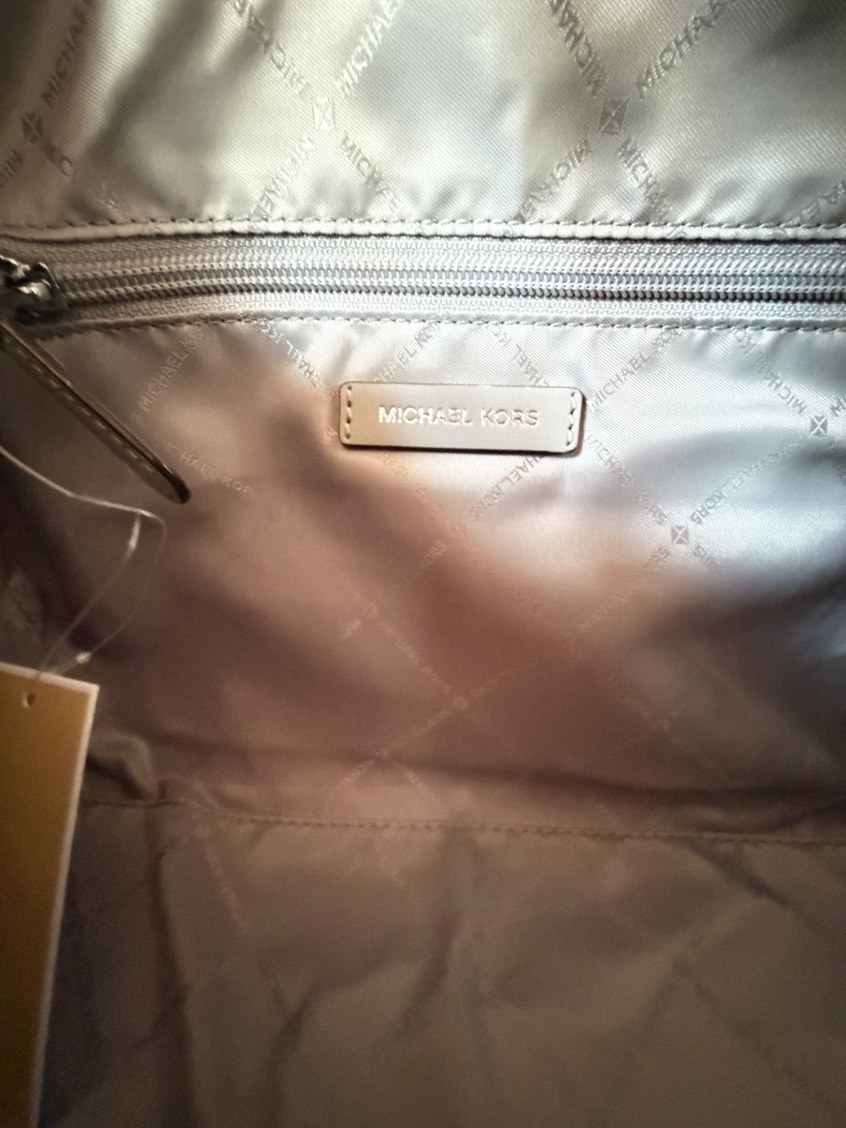 Michael Kors Travel Medium Satchel Shoulder Duffle Bag MK Mirror Metallic Silver