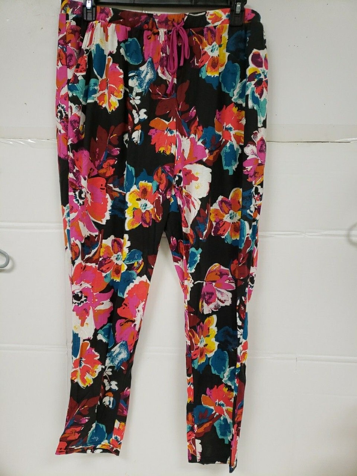 Simply Styled Womens Multicolor Floral Lounge Pants Stretch Pockets Sz 1X NWOT