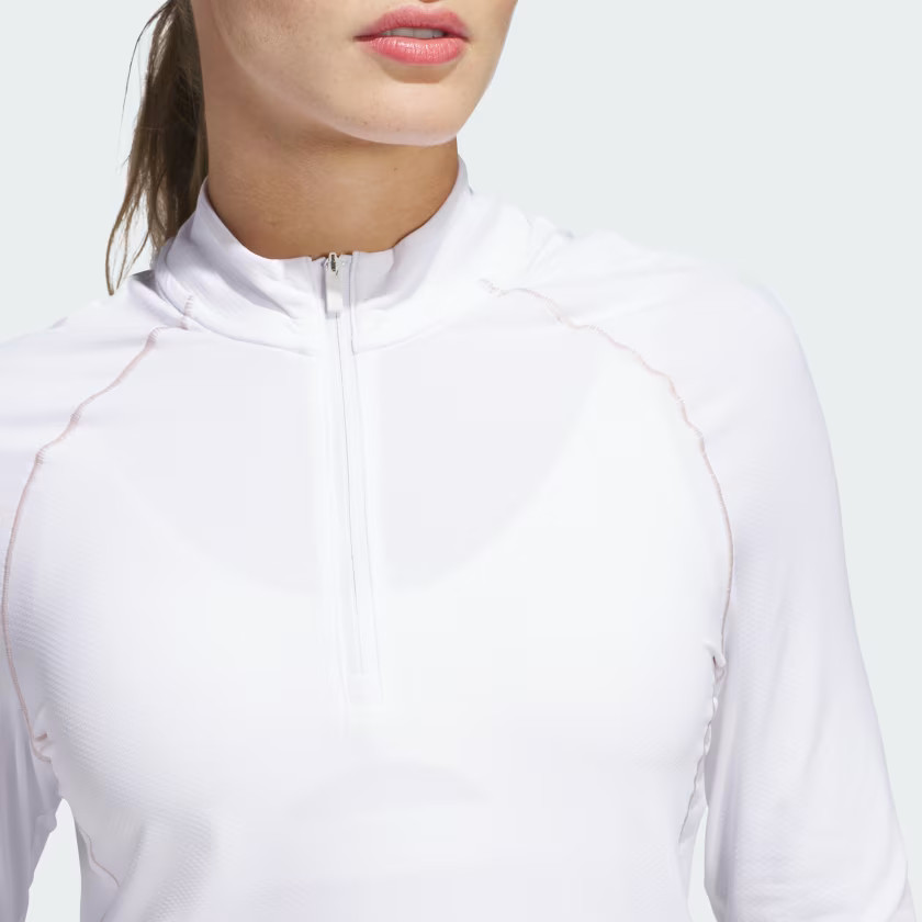 adidas women Ultimate365 Solid Quarter-Zip Mock Polo Shirt