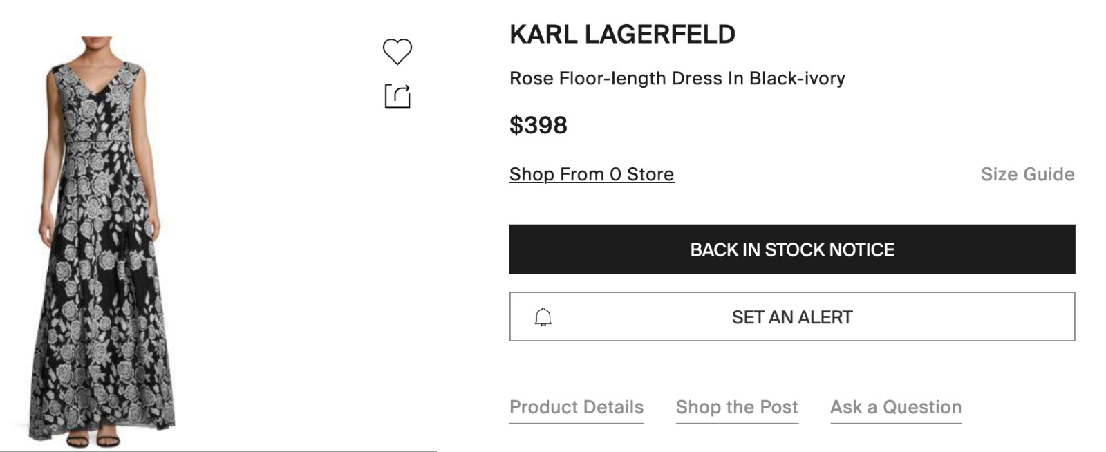 KARL LAGERFELD PARIS Rose Black & White Jacquard Gown Maxi Dress, Sz 10 NWT