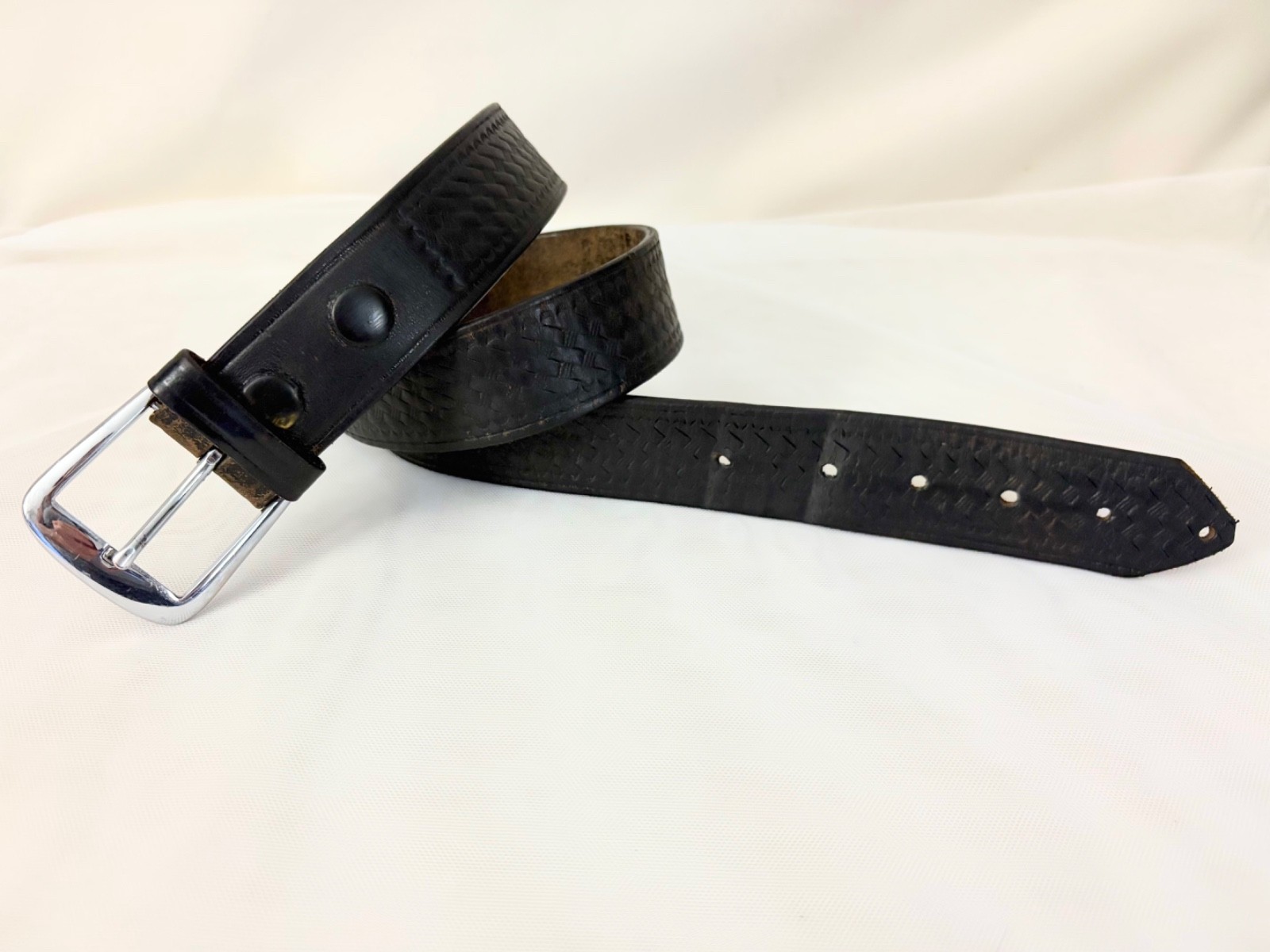 Dutyman Belt Woven Leather Black 1-3/8” Wide Fits to 37″