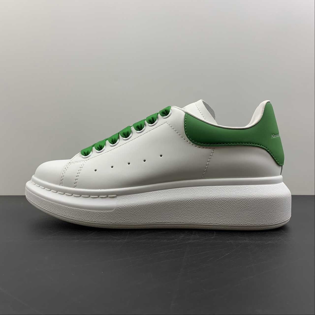 Alexander McQueen Oversized White Green Low Top Leather Sneakers