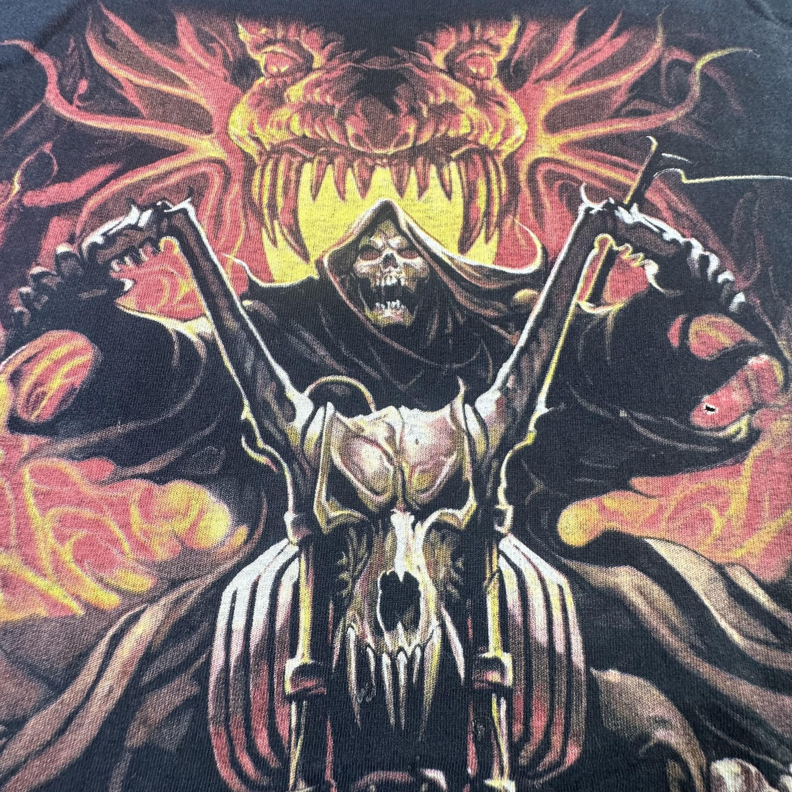 Vintage Skull Grim Reaper Shirt Mens Large Sleeveless Flame Biker Punk 2000s