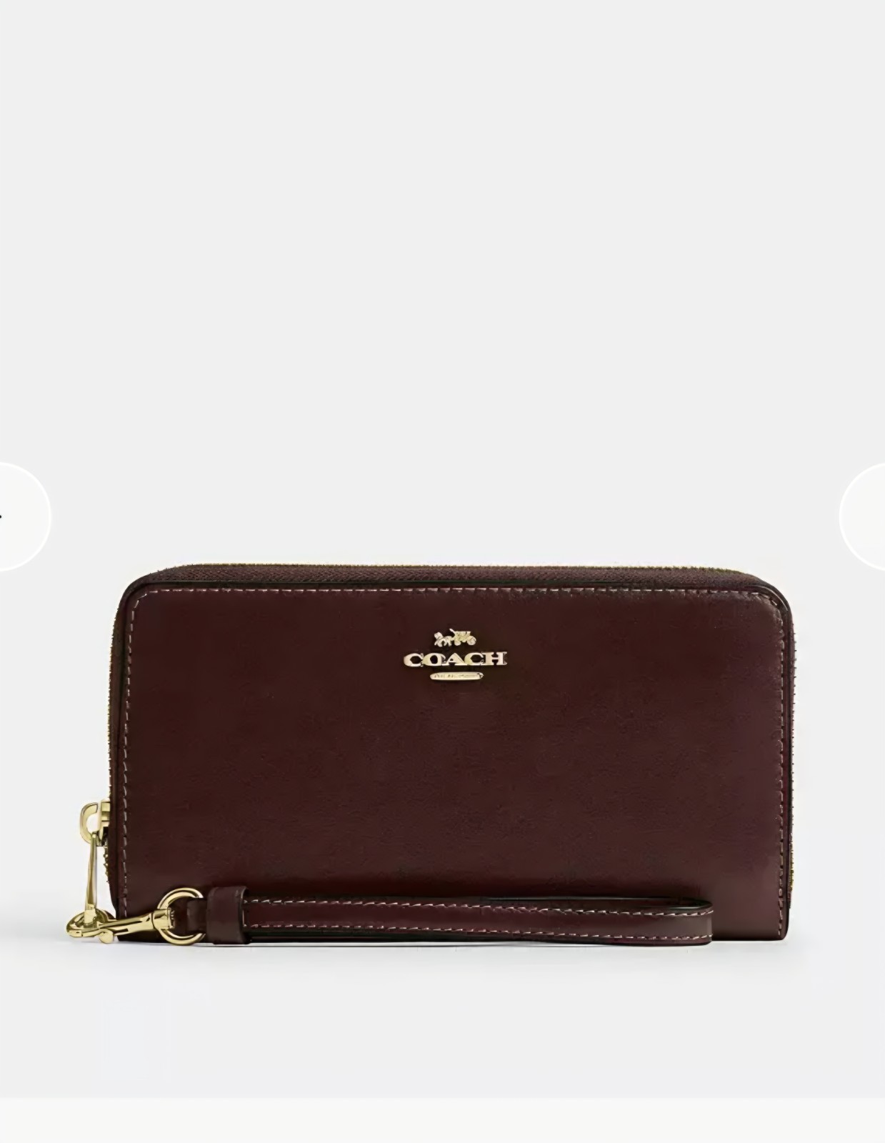 NWT Coach Long Zip Around Wallet Shiny Smooth Leather CEC19 Gold Maple Wristlet