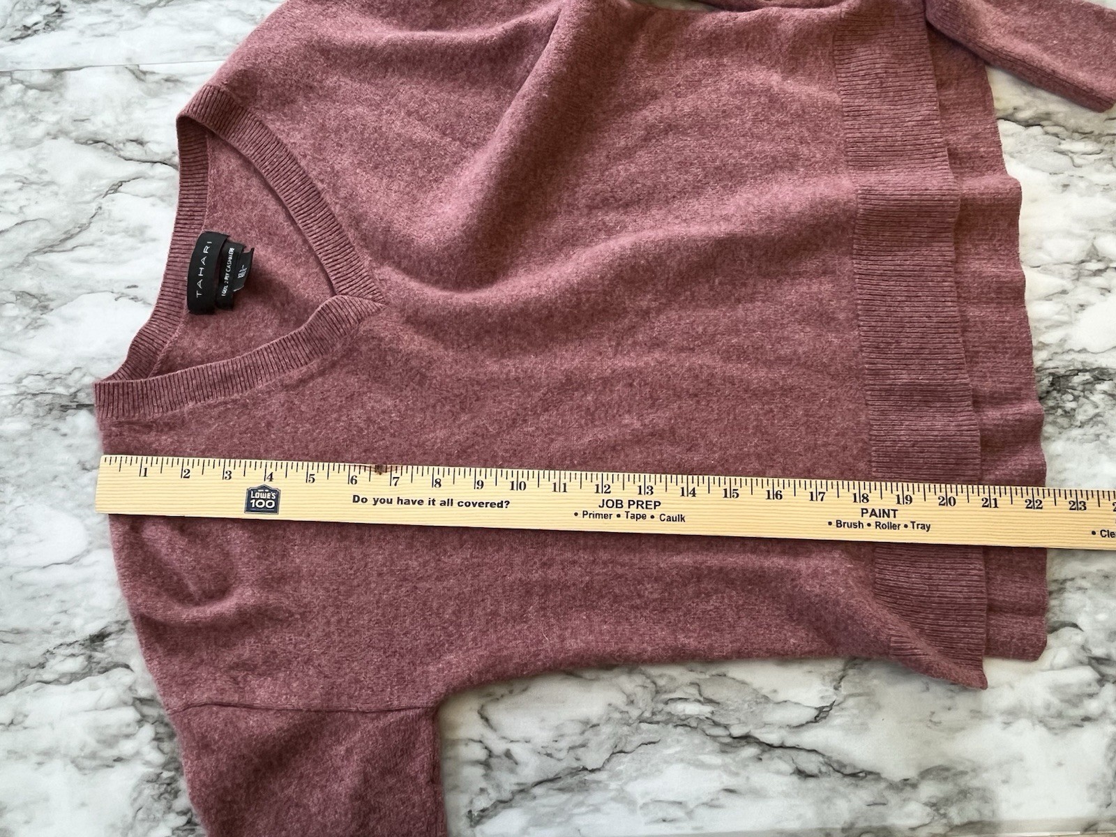Tahari 100% Cashmere 2 Ply Pullover Sweater V-Neck Sz Lg Long Sleeve Pink