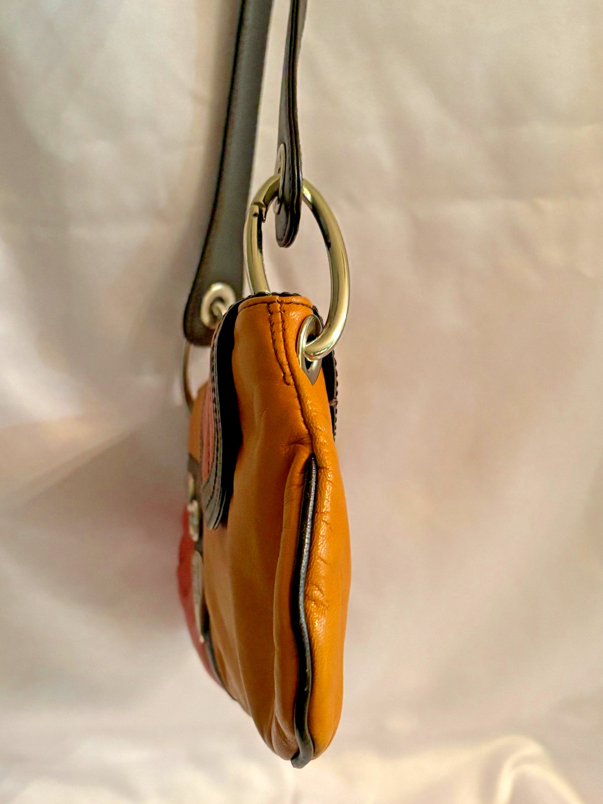Authentic Roberto Cavalli Freedom Leather Shoulder Bag Italy Orange Y2K Rare