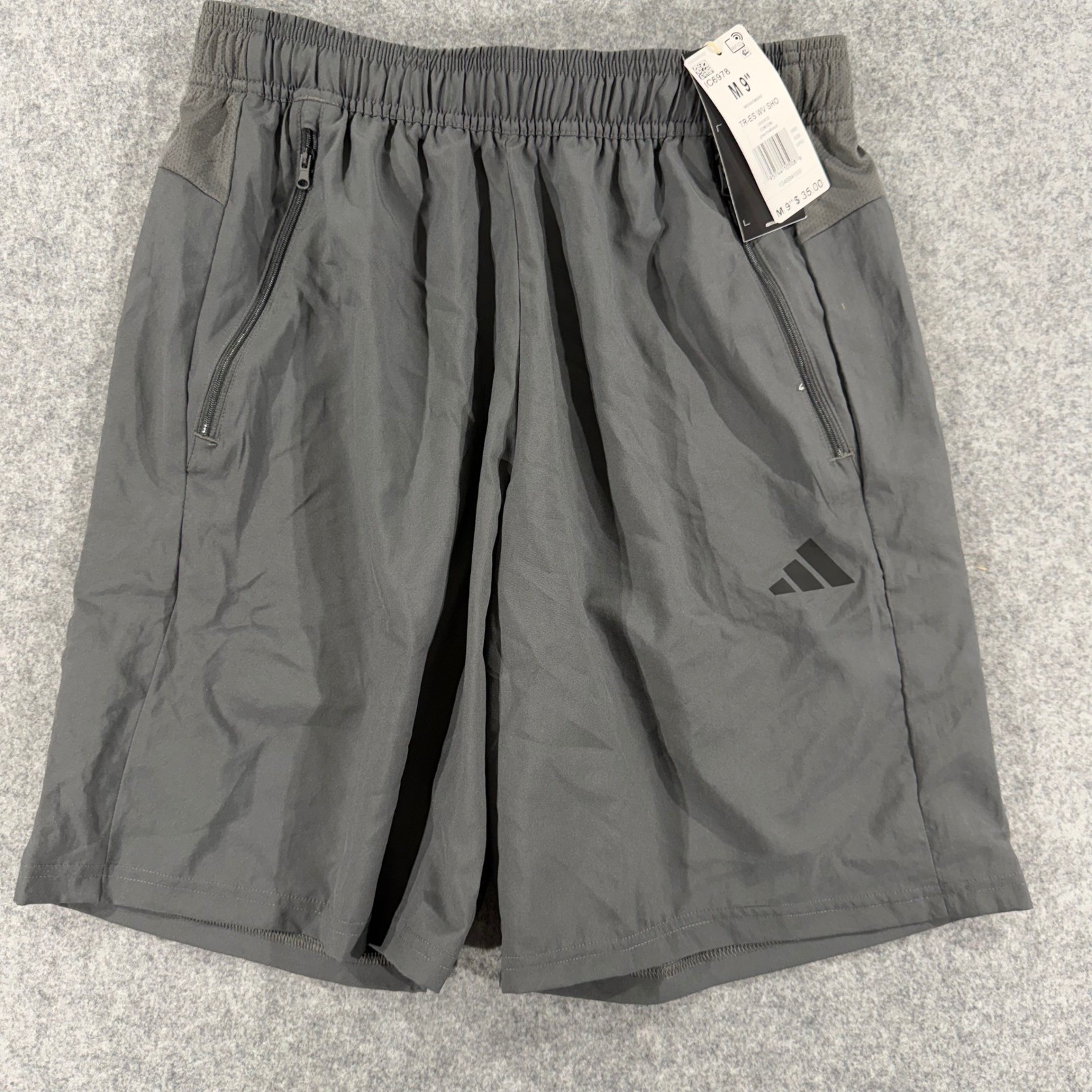 Adidas Mens Training Shorts Grey Five Black 9 Inch Inseam Regular Fit M NWT