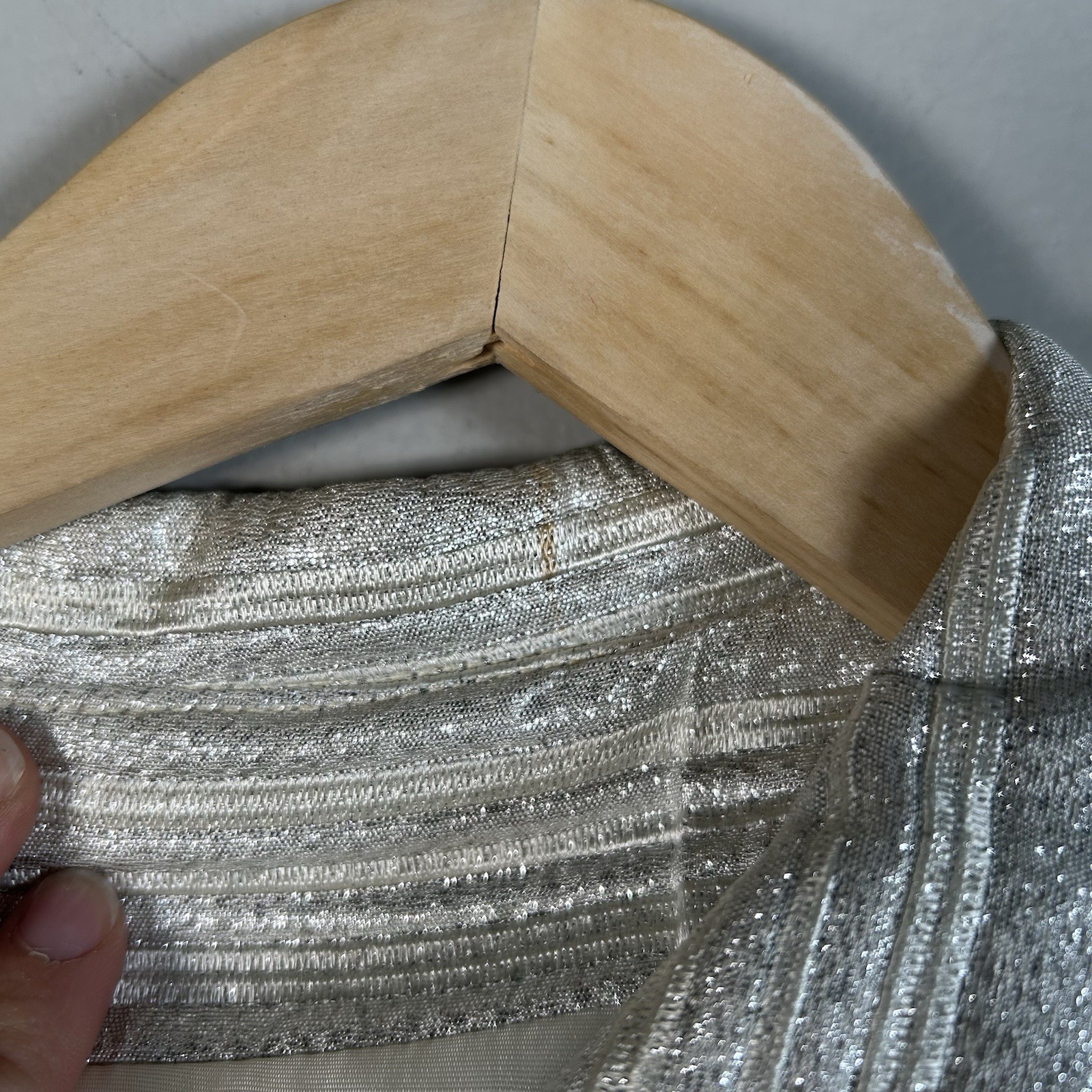 1960s Silver Metallic Stripe Rhinestone Button Dress Jacket Set Deadstock Sz M