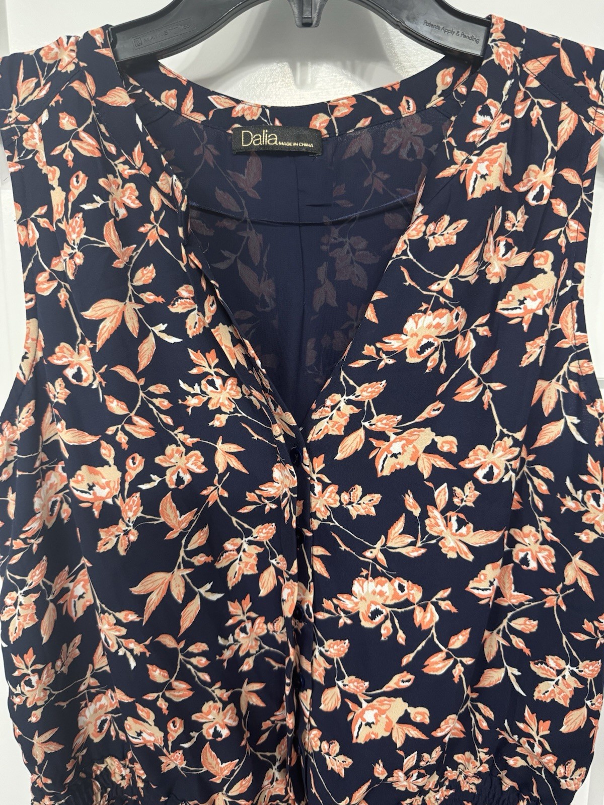 Dalia Women’s Navy/Pink Floral V-Neck Sleeveless Elastic Waist Jumpsuit