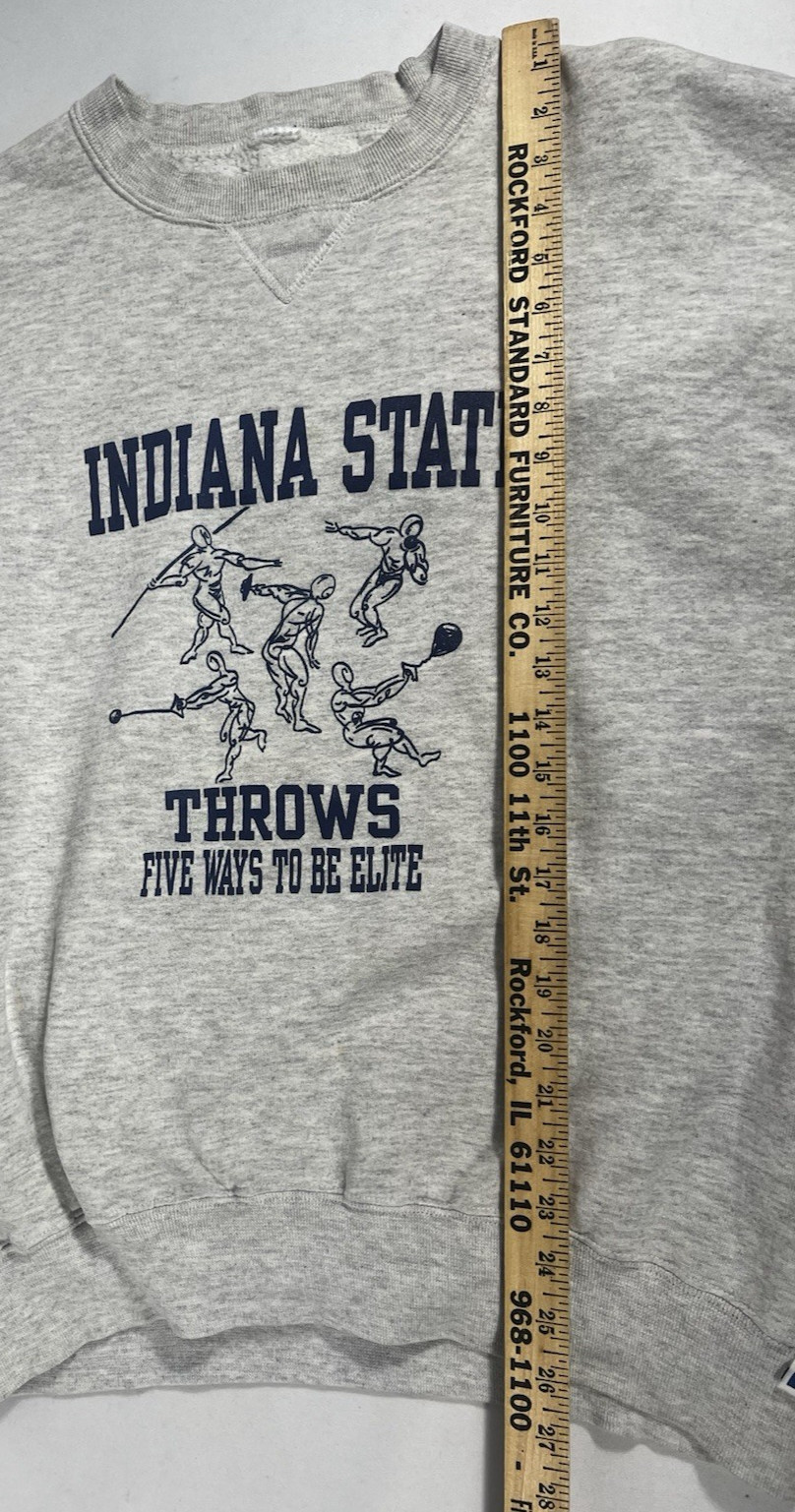 Vtg 90s Indiana State Sweatshirt XL Russell USA Track & Field Discus Javelin