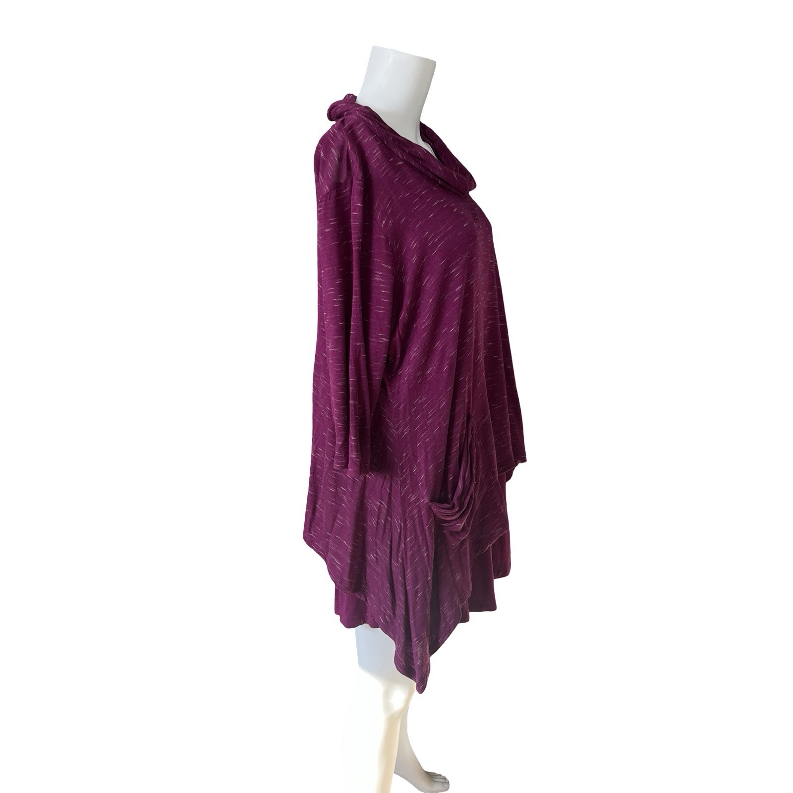 Logo by Lori Goldstein Layered Top Purple Heather Cowl Neck Womens Plus Size 1X