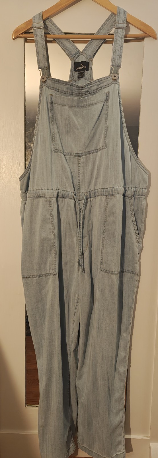 Jordache Women’s XL Light Blue Denim Overall Jumpsuit Sleeveless Pockets