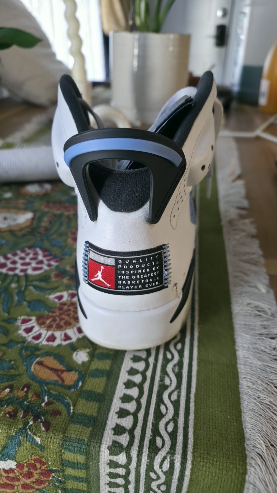 Jordan Air Jordan 6 Men’s High Top Colorblock Sneakers White Blue Black