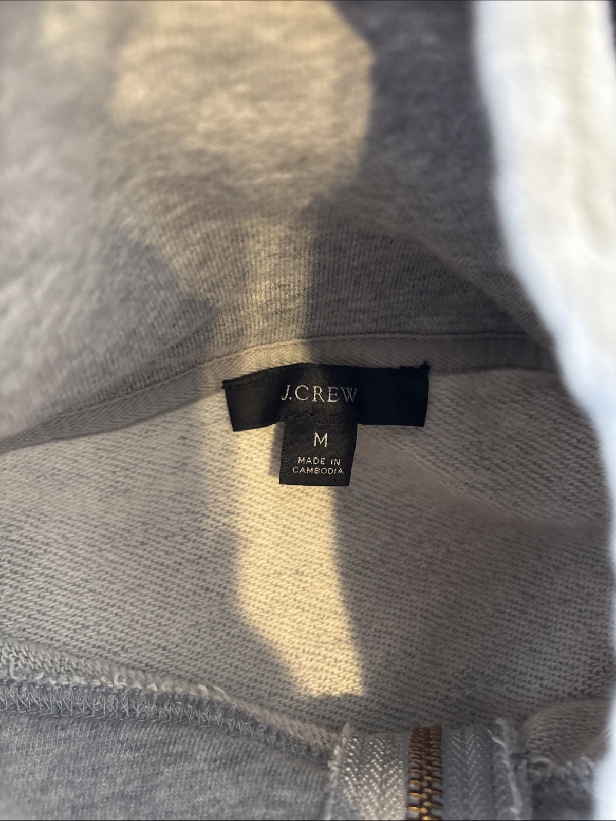 J Crew Mens Quarter Zip Pullover Sweatshirt Medium Gray Pockets Oversized Slouch