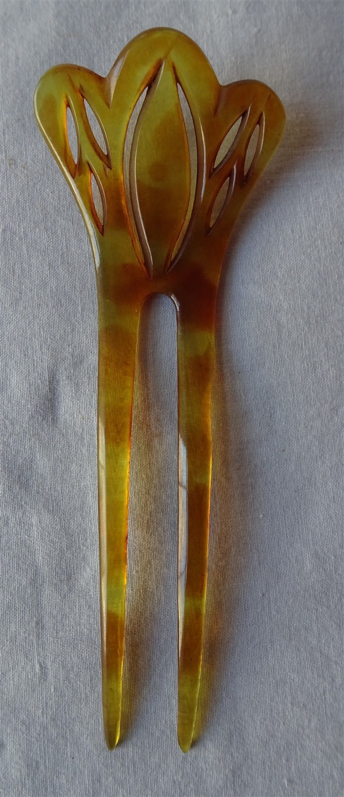 Antique Vintage Decorative Bakelite Light Amber Faux Tortoise Shell Hair Comb