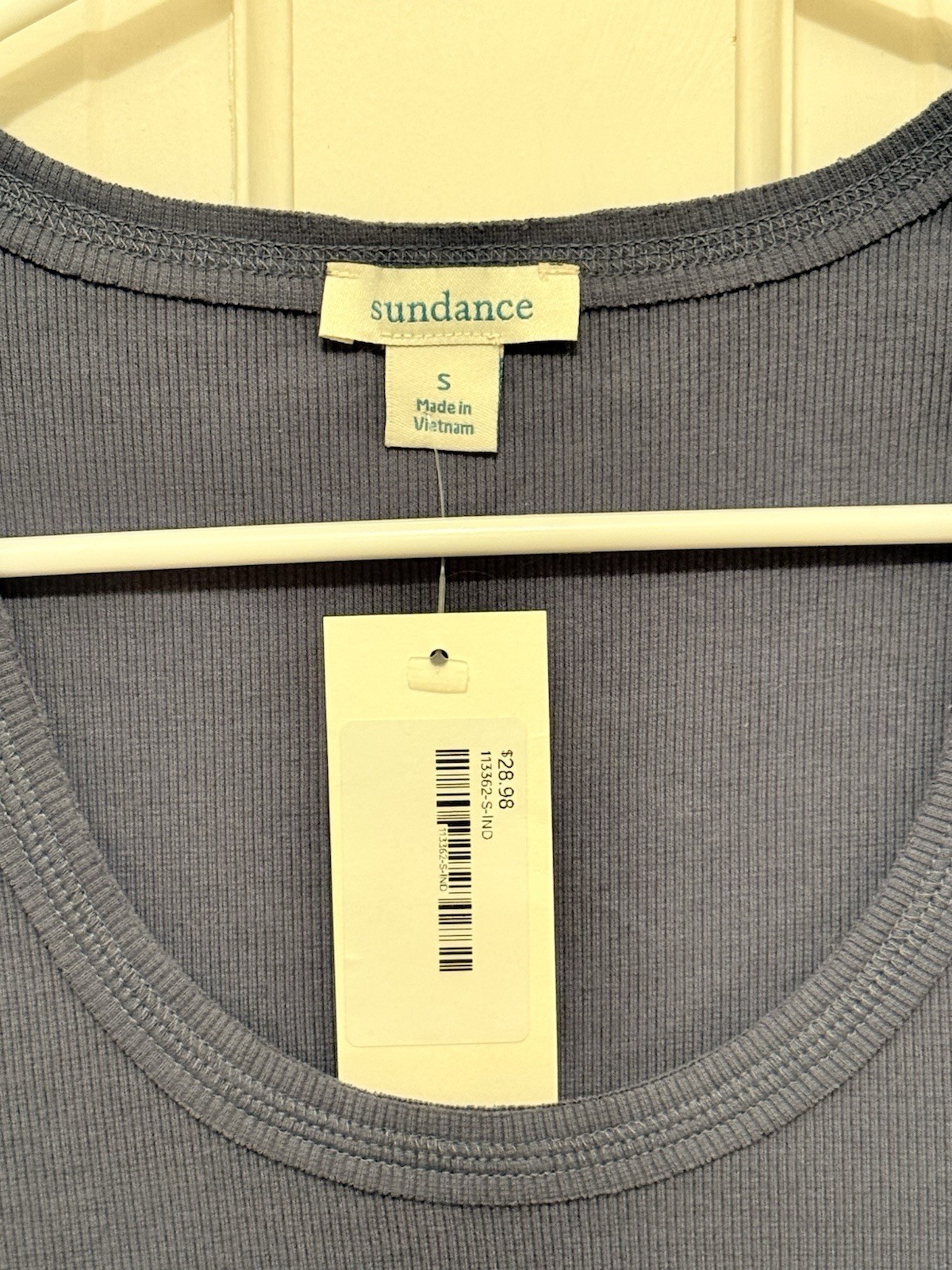 Sundance Women’s Blue Solid Ribbed Knit Scoop Neck Cap Sleeve T-Shirt Size S