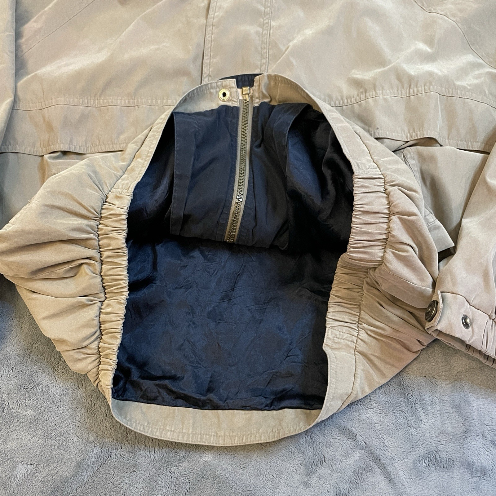 Vintage Weatherproof Canvas Jacket Coat Men’s XL Beige/Tan Full Zip Hood Pockets