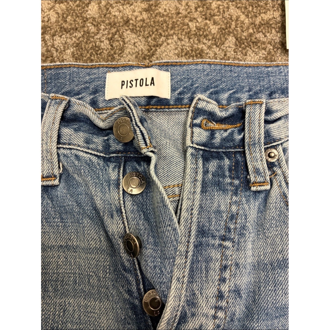 pistola Light Blue Distressed Straight-Leg Jeans