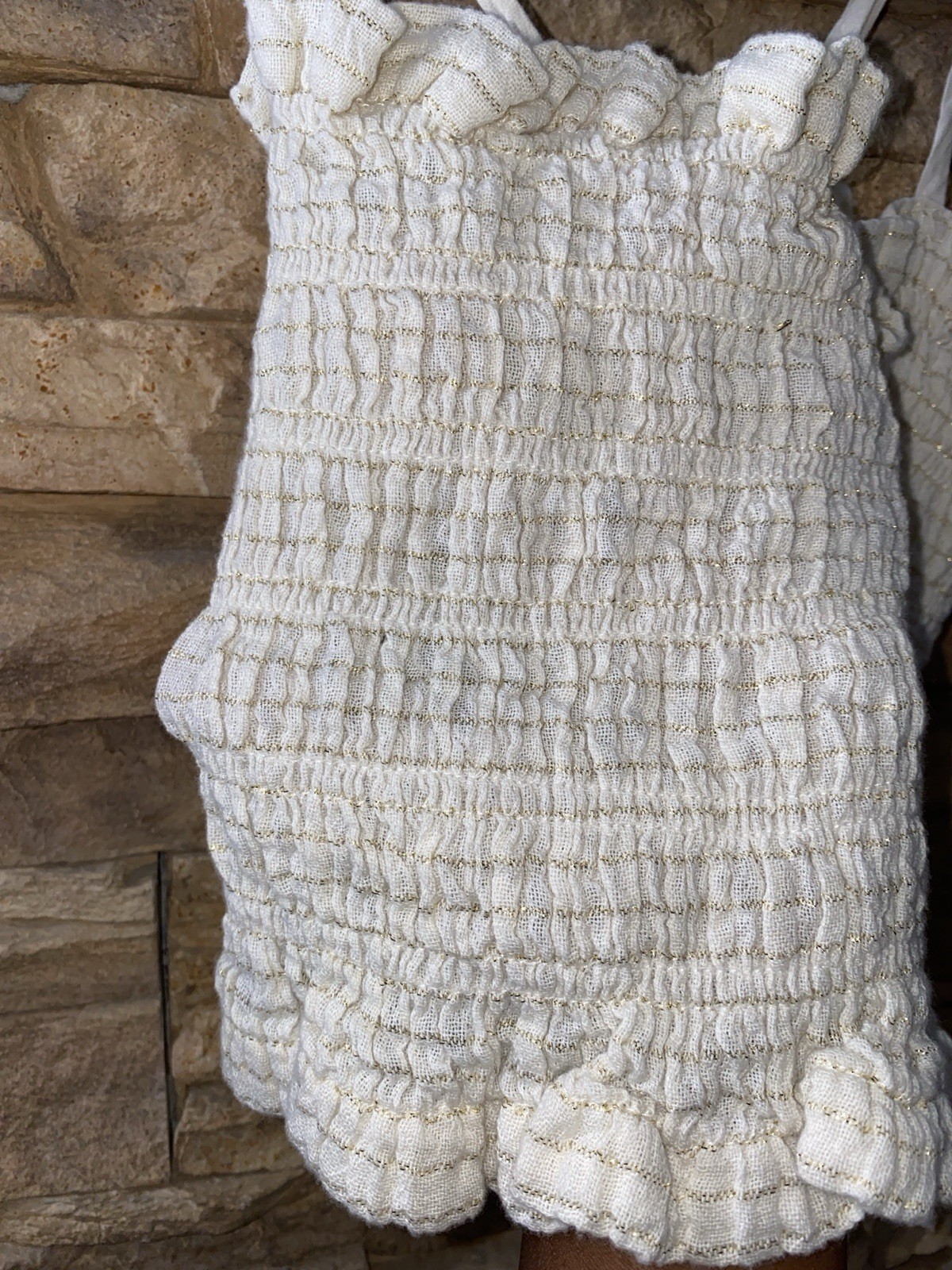 The Handloom Los Angeles Smocked Cropped Tank 100% Cotton Minimalist One Size