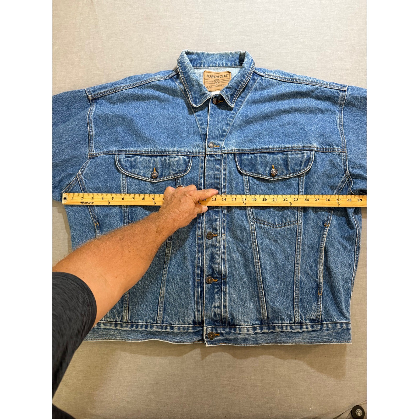 Vintage Jordache Denim Trucker Jacket Mens #XL Blue Button Long Sleeve