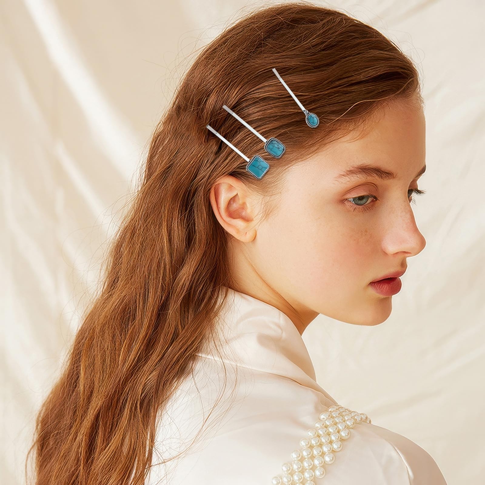 7PCS Turquoise Retro Decorative Bobby Pins 1 Count (Pack of 7), turquoise