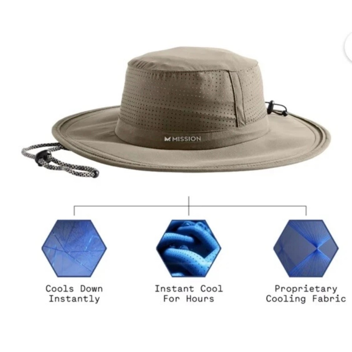 MISSION Cooling UPF Boonie Hat 3” Wide Brim Adjustable Fit – Sweat Activated 💦