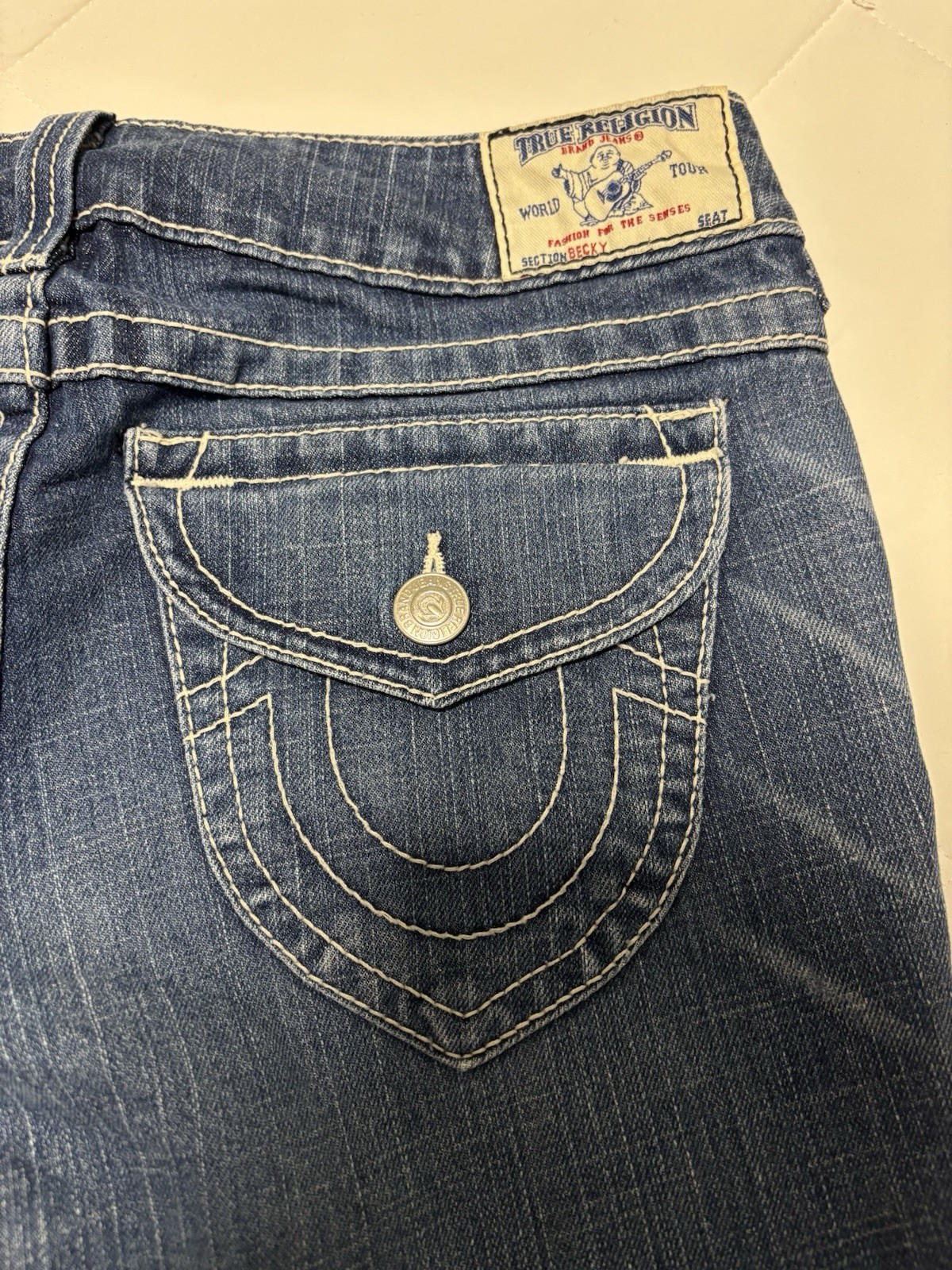Cropped True Religion Becky Denim Bootcut Jeans Size 30 Stretch Essential Y2K
