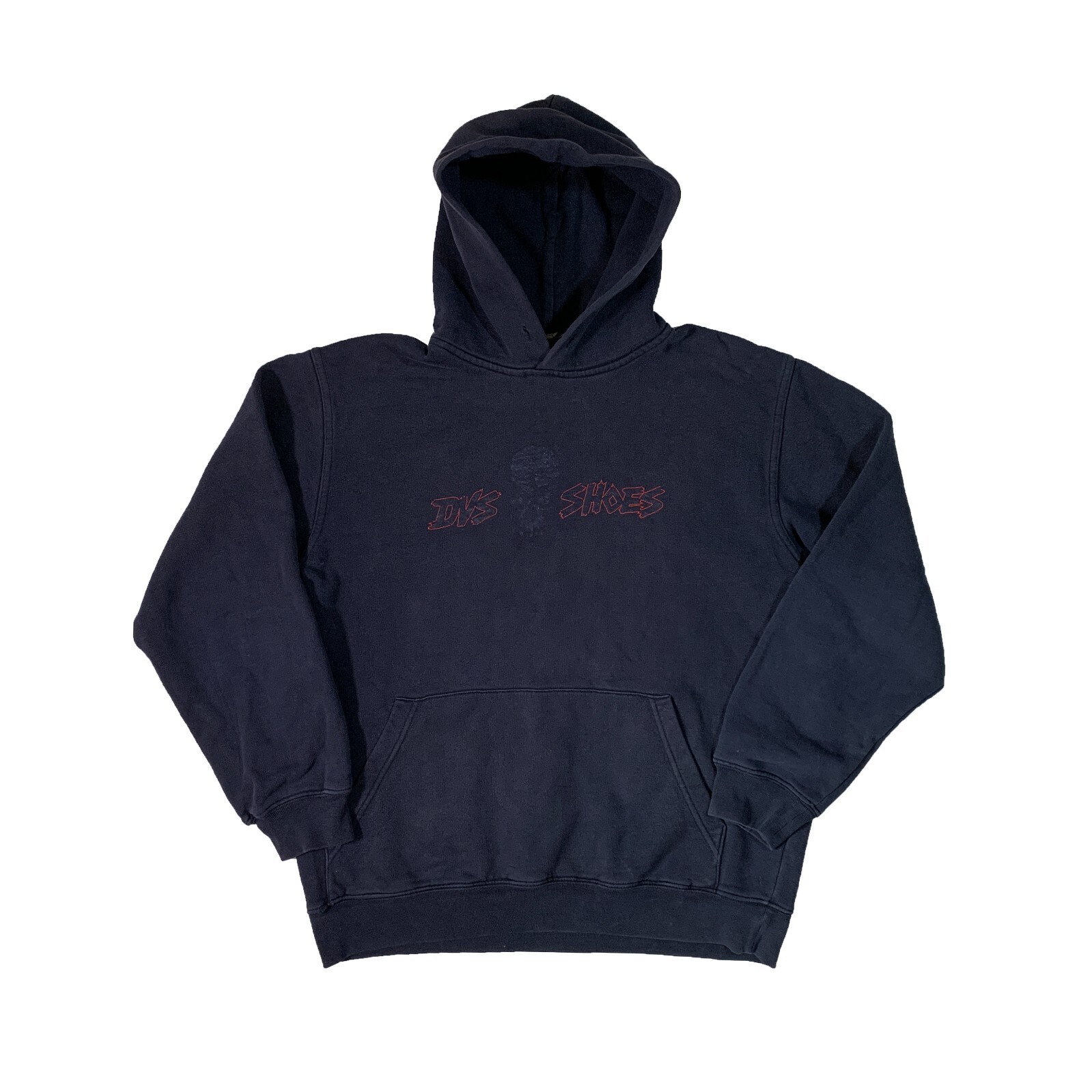 Vintage DVS Hoodie Retro Skateboarding Footwear Shoes Company Navy Blue Size S