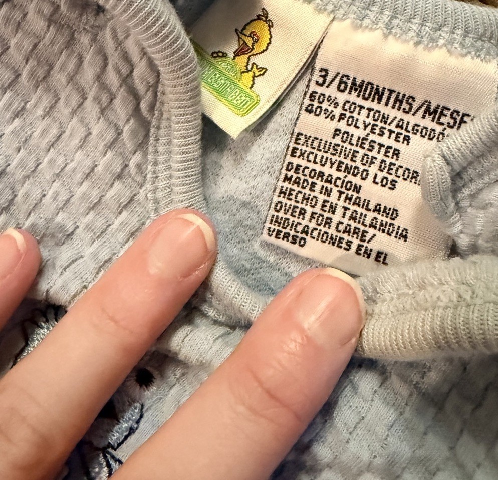 Vintage Sesame Street SET. Tagged 3/6 Months. FLAW on Undershirt.