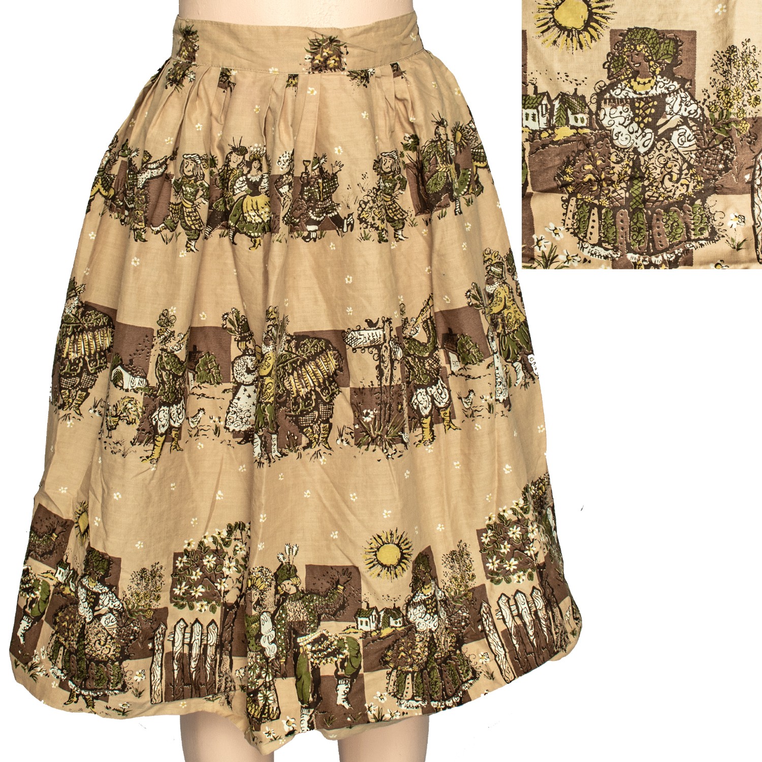 1960s Vintage Full Skirt Mid Century Modern Novelty Print Musicians Dancer 10