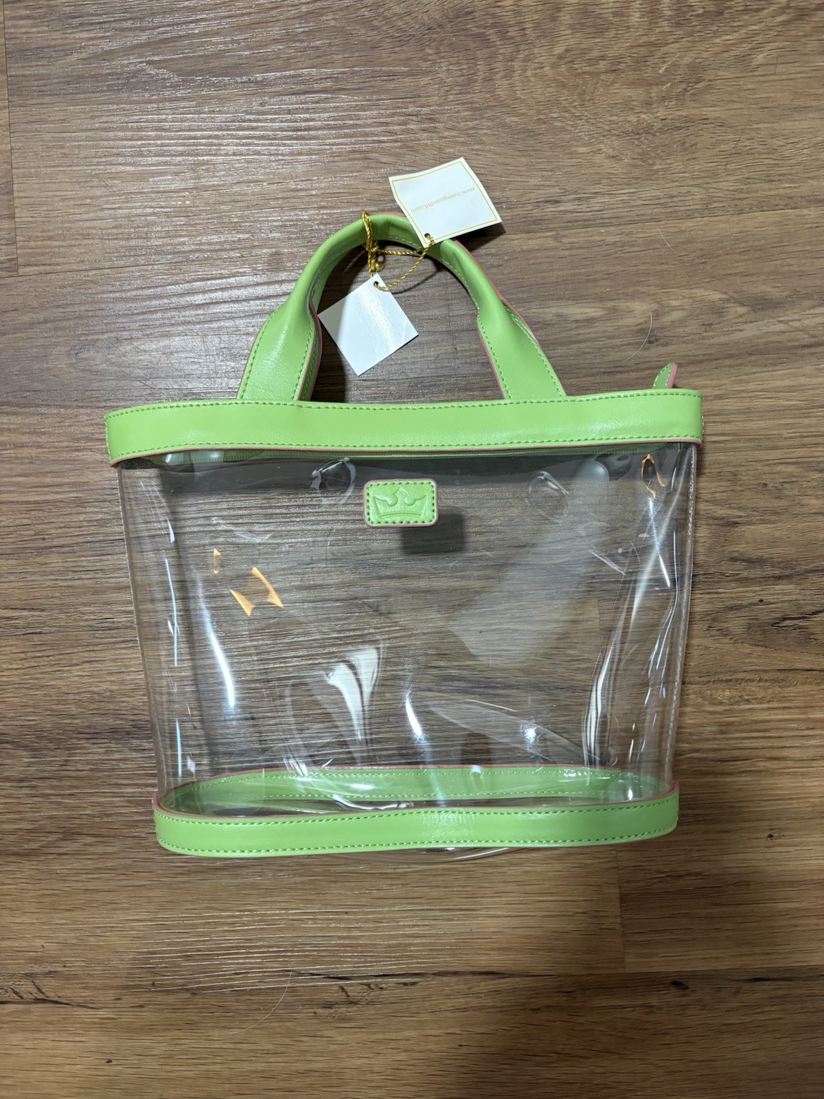 Baekgaard Mini Zip Tote Clear Stadium Bag Apple Green Coral NWT PVC Purse