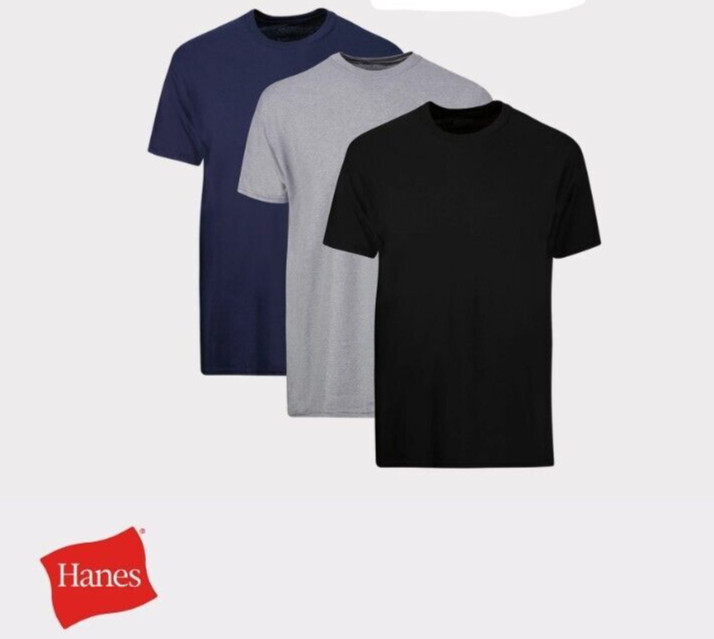 Men’s Tagless Crew-neck T-shirts, Small 34-36, 4pk, Hanes Red Label, Assorted