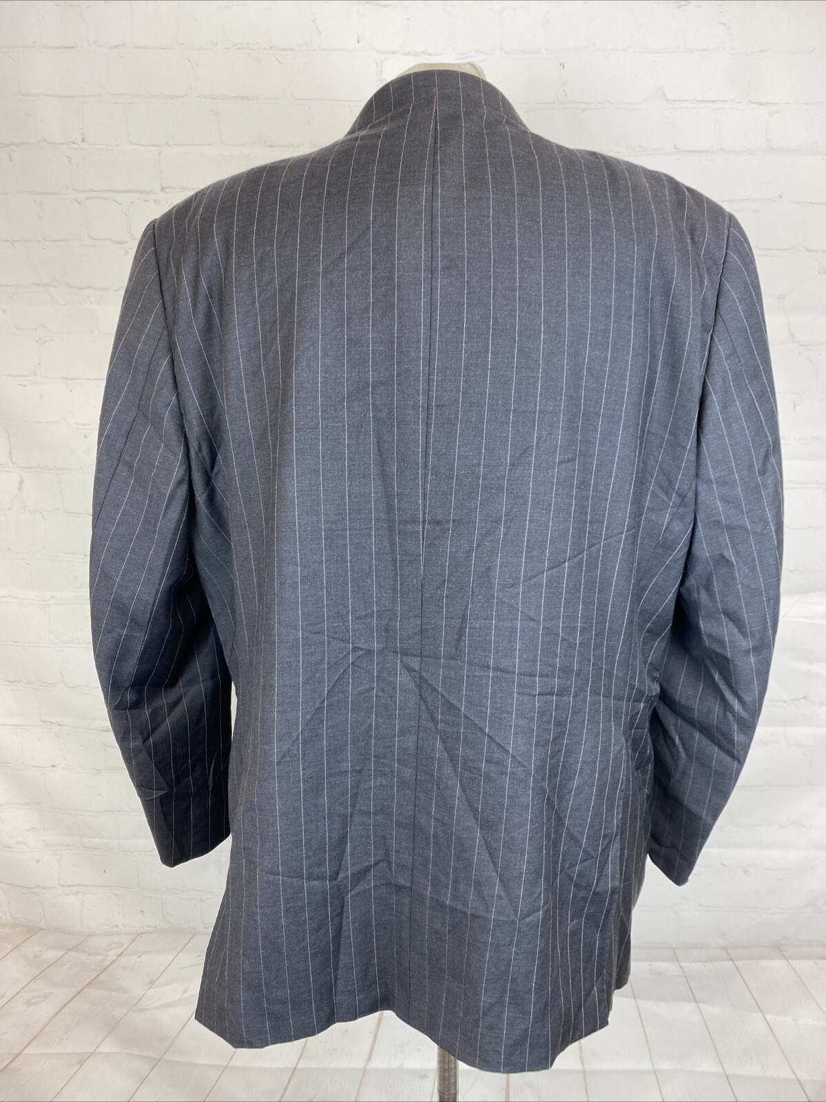 Baroni Men’s Dark Gray Striped Super 150’s Wool Blazer 46S $495 Three Button