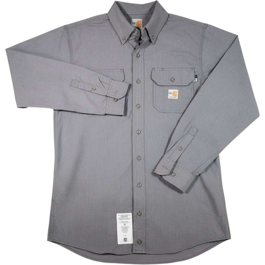 Carhartt FR Work Shirt Mens Medium Gray Aramid Flame Resistant Workwear 392-31