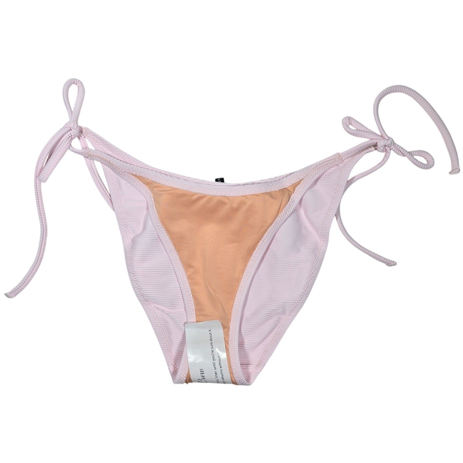 J. Crew Ribbed curved-waist cheeky string bikini bottom in Pale Blossom S NWT