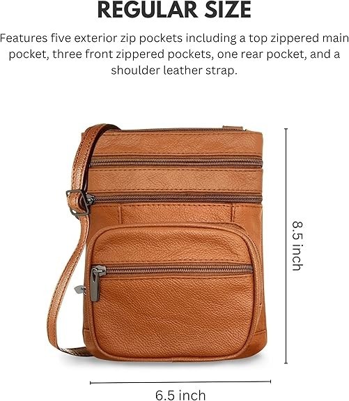 Genuine Leather Cross Body Bags Purse for Women, Purses Women’s Light Brown