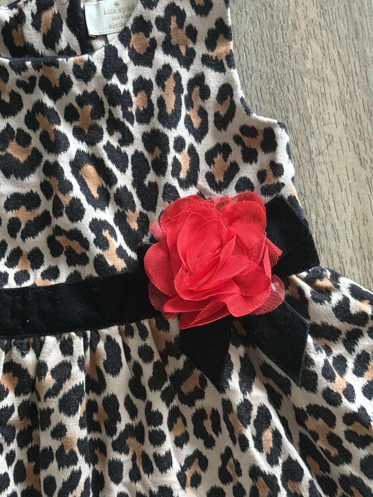 Kate Spade New York Classic Leopard Print Dress 92 cm 2T Velvet Tulle Red