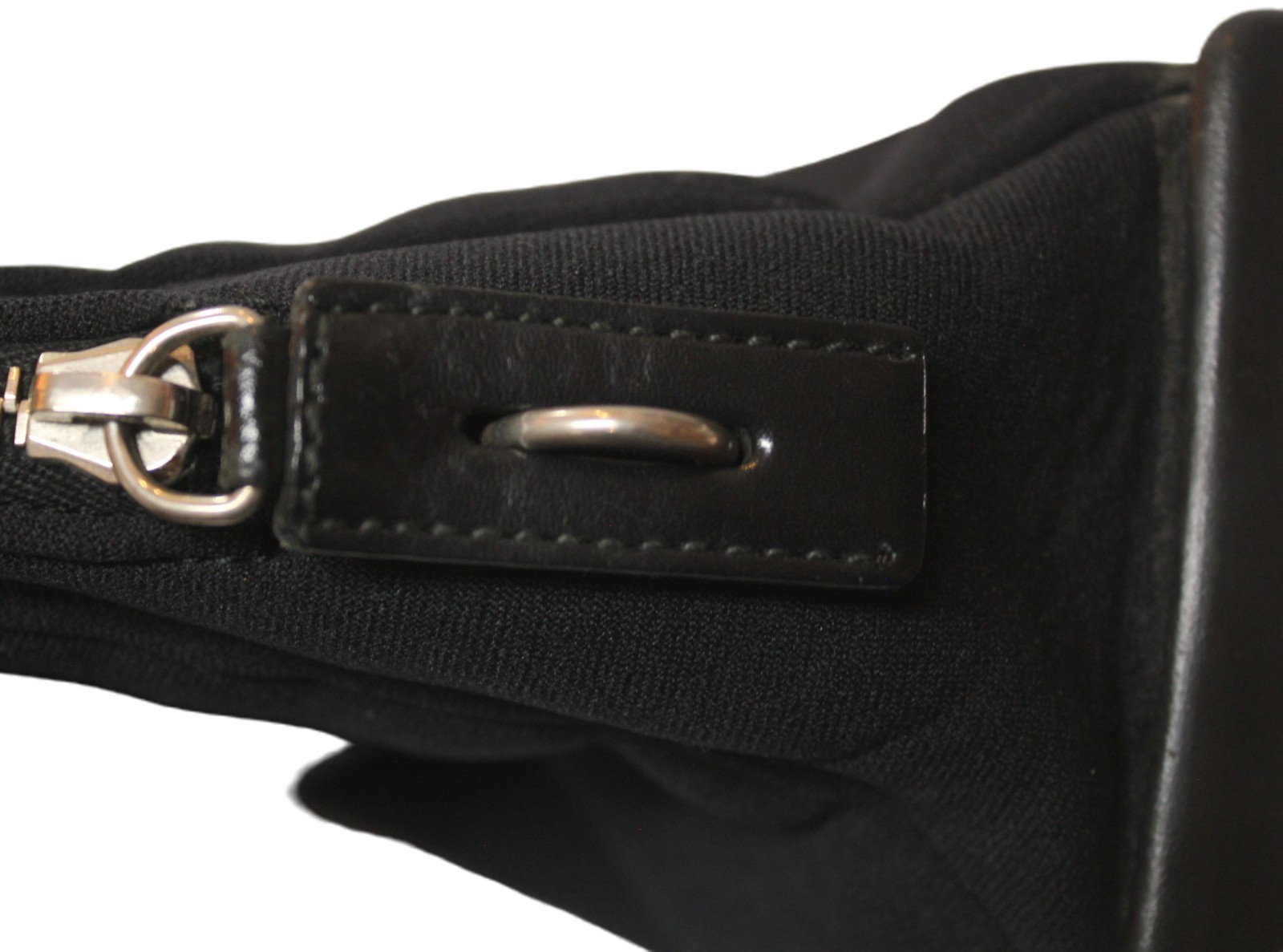 PRADA Milano Black Neoprene Hand Bag Shoulder Tote Bag Padlock System Italy