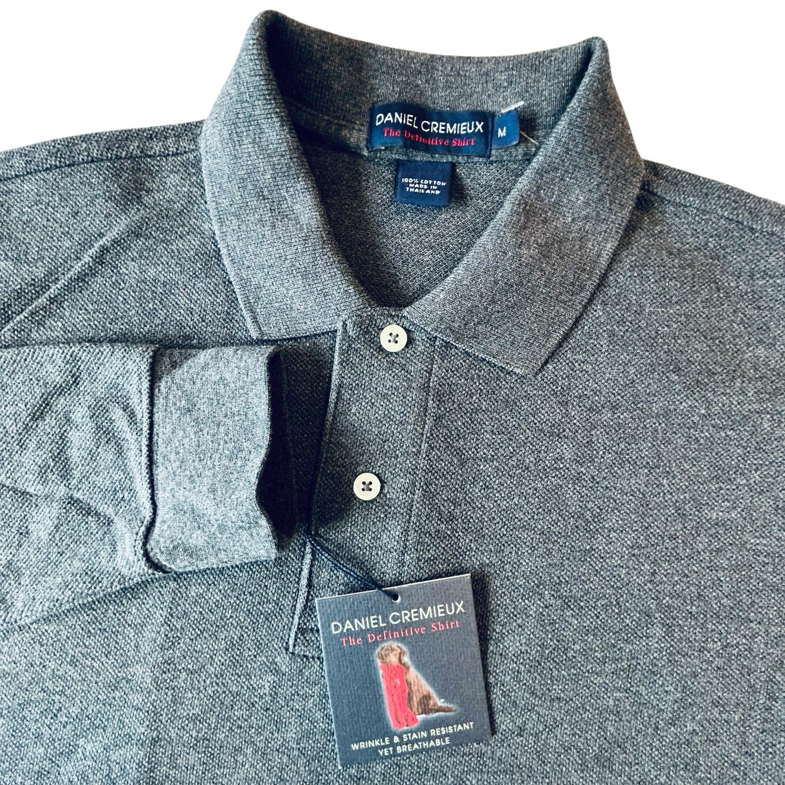 Daniel Cremieux Definitive Shirt Men’s M Gray Long Sleeve Polo 100% Cotton NWT