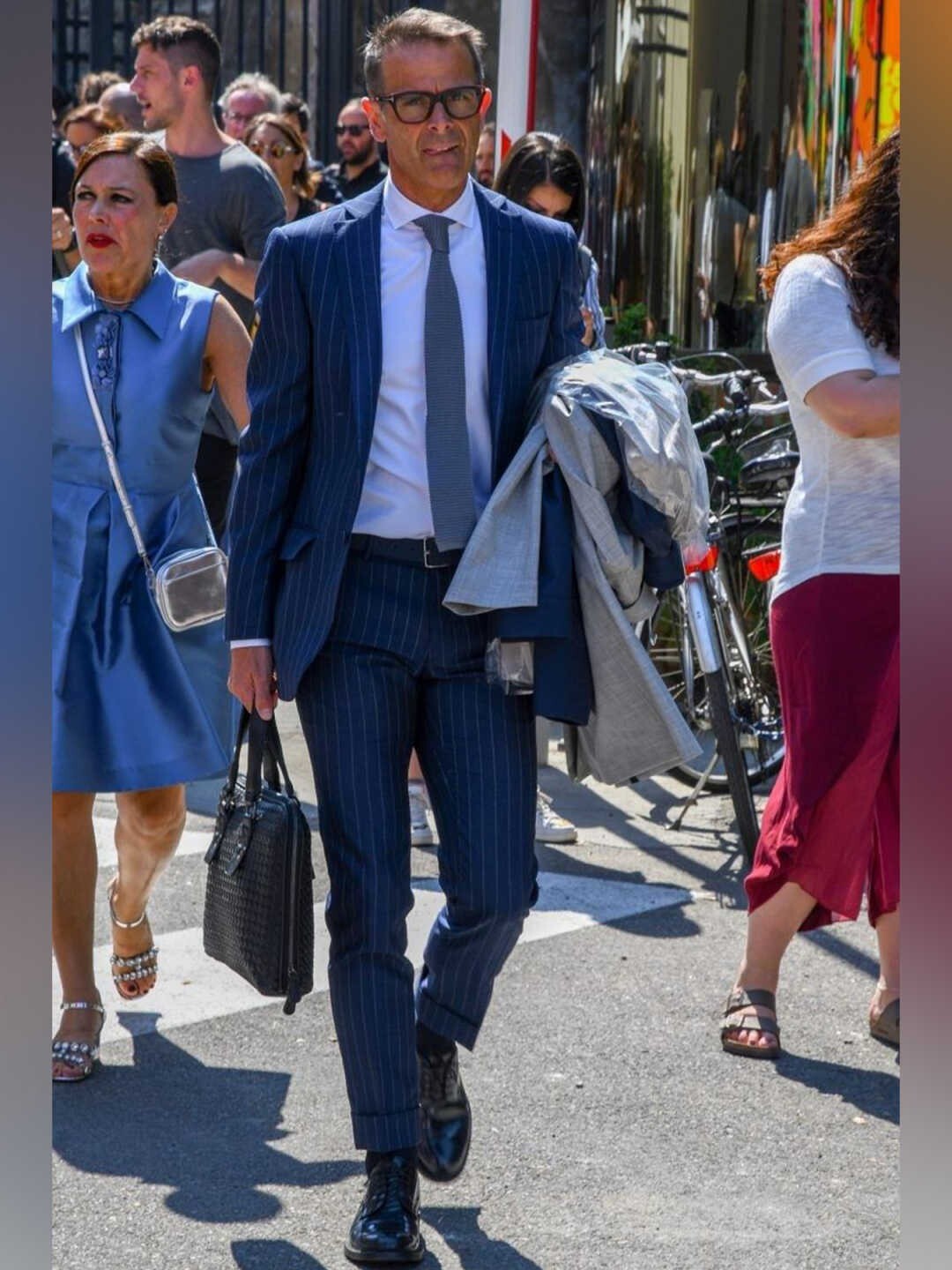 Business Striped 2pcs Men Suits Slim Fit Single Breasted Notch Lapel Wedding