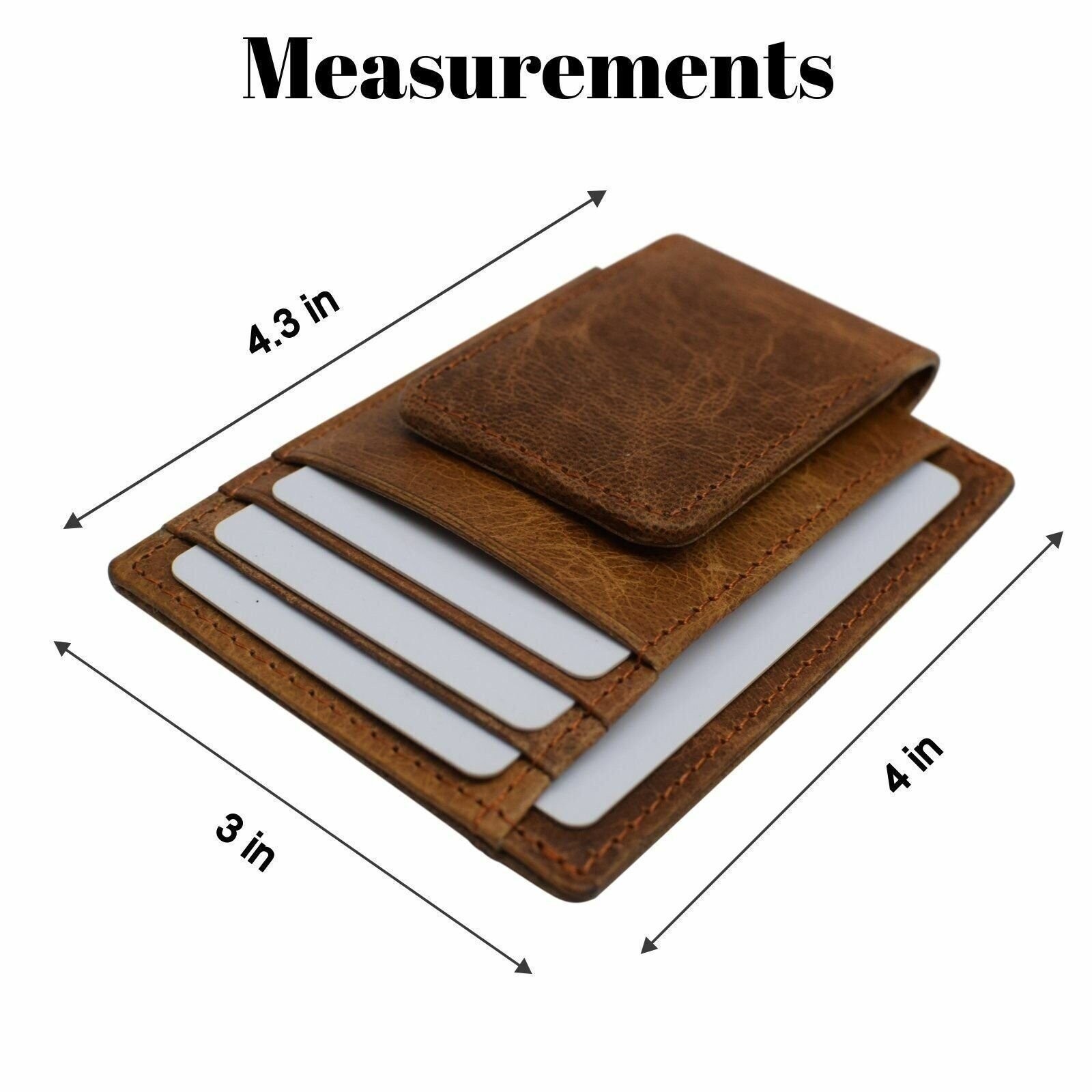 Money Clip Leather Wallet For Men Slim Front Pocket RFID Blocking with Super Str