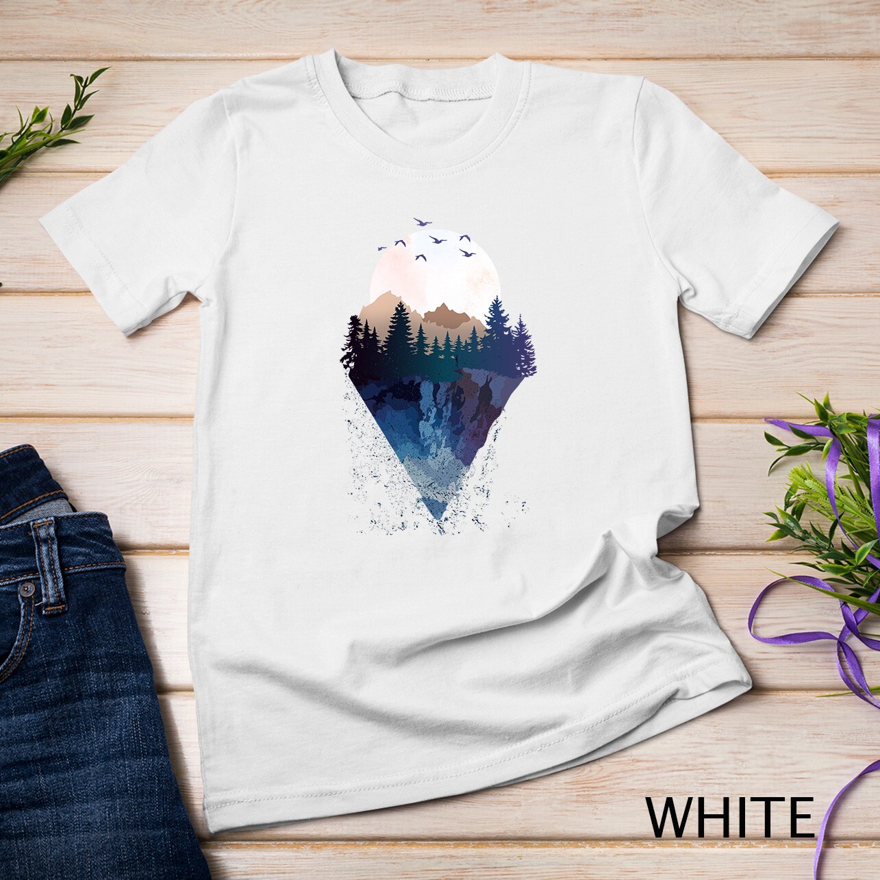 Funny Geometric Mountain Abstract Geometry Outdoor Gifts T-Shirt Unisex T-shirt