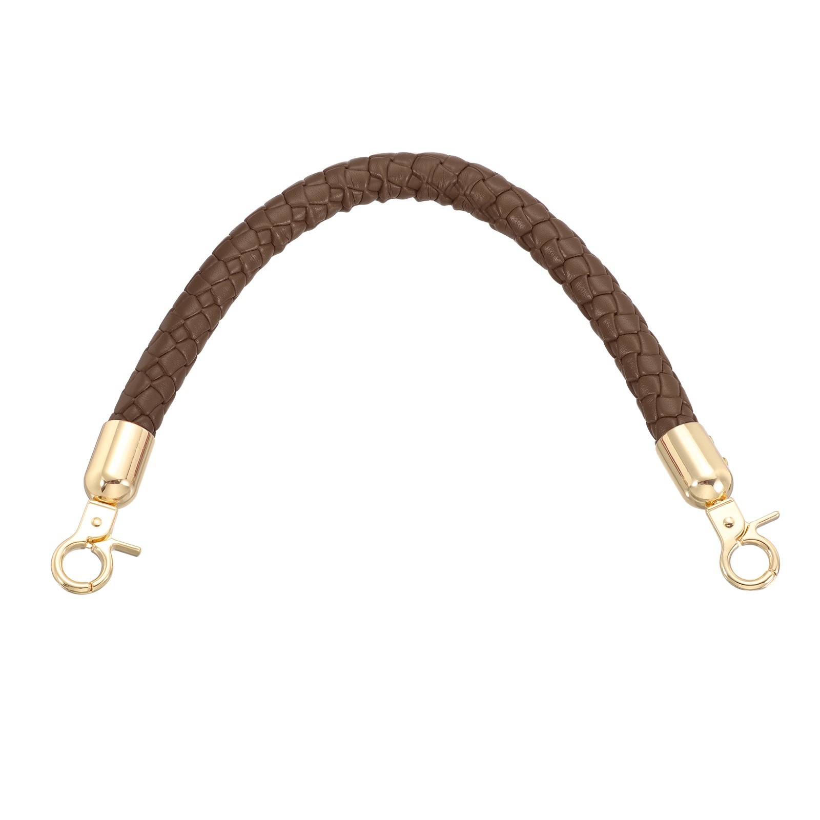 Braided Purse Straps 11.8 Inch Leather Short Handbag Handle Brown