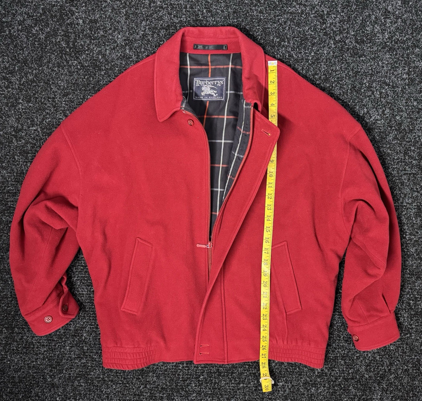 Burberrys Made in England check Harrington Red Jacket Size: See Pictures ….